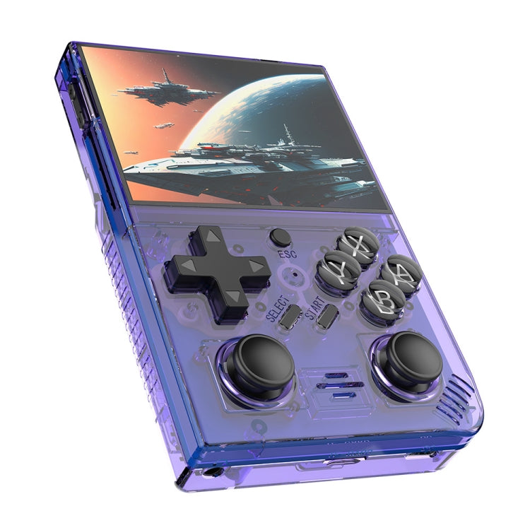 R35PLUS 3.5 Inch Handheld Game Console Built-in 64G 10,000+ Games(Transparent Purple)
