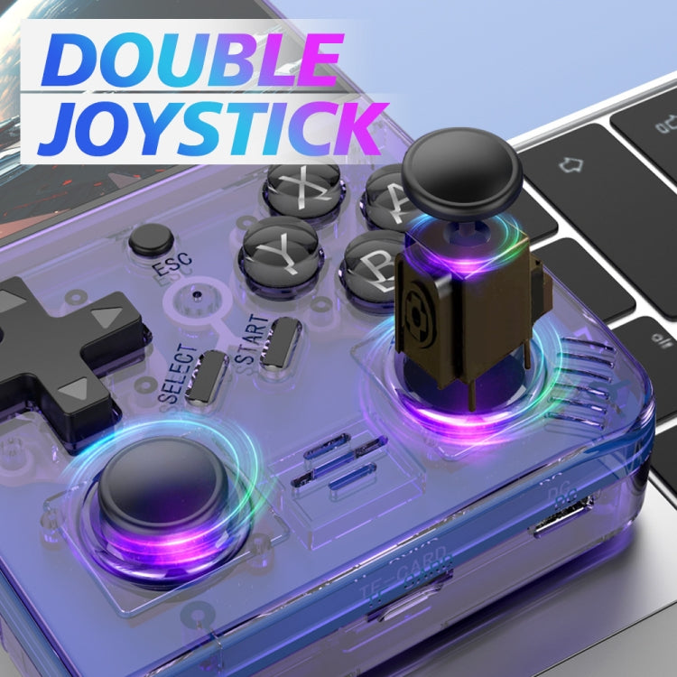 R35PLUS 3.5 Inch Handheld Game Console Built-in 64G 10,000+ Games(Transparent Purple)