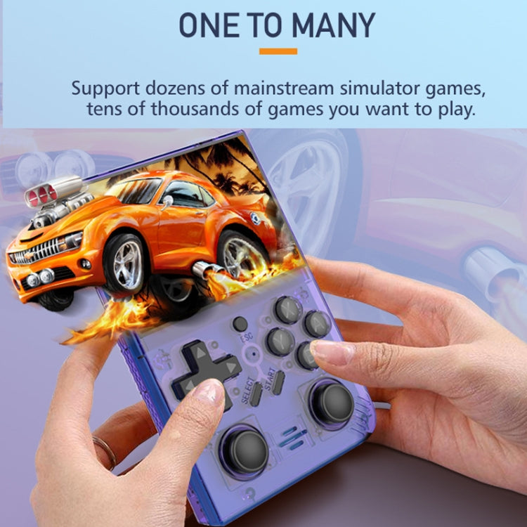 R35PLUS 3.5 Inch Handheld Game Console Built-in 64G 10,000+ Games(Transparent Purple)