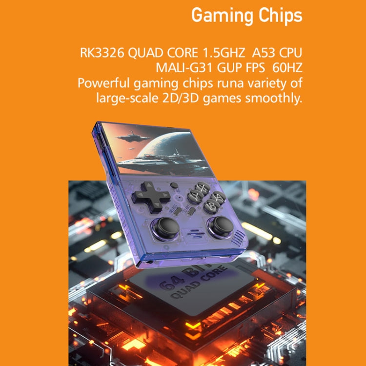 R35PLUS 3.5 Inch Handheld Game Console Built-in 64G 10,000+ Games(Transparent Black)