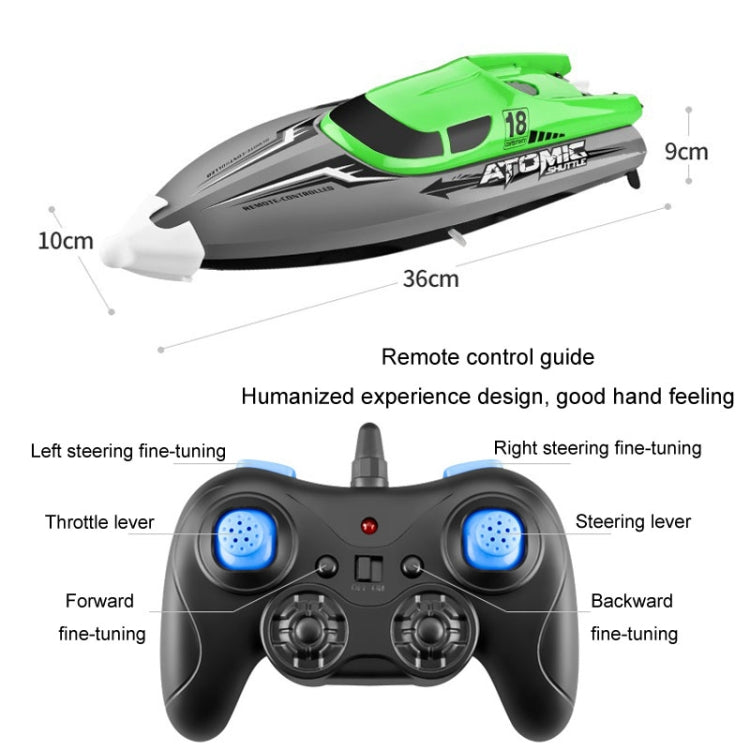 EB02 2.4G Wireless RC Boat Circulating Water-Cooled High-Speed Speedboat Racing Boat Model Toy(Green)