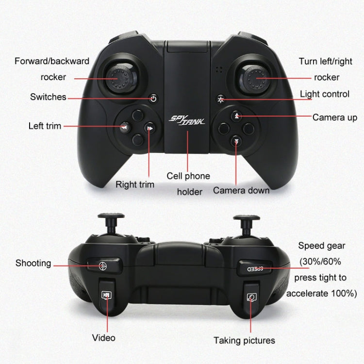 Tank Car Toys 720P HD Camera RC Car With Real-time Surveillance With Remote Controller(Orange)