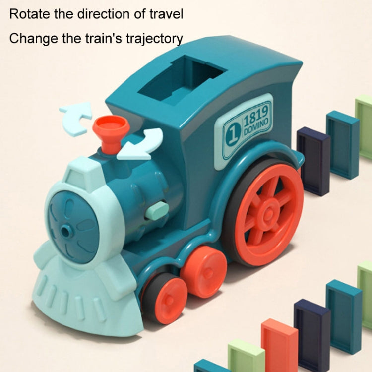 Children Dominoes Toy Train Electrical Music Light Train Automatic Casting Tokens Toy(Pink)