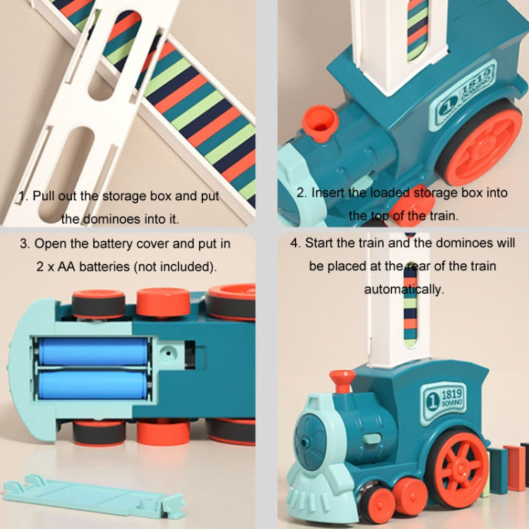 Children Dominoes Toy Train Electrical Music Light Train Automatic Casting Tokens Toy(Pink)