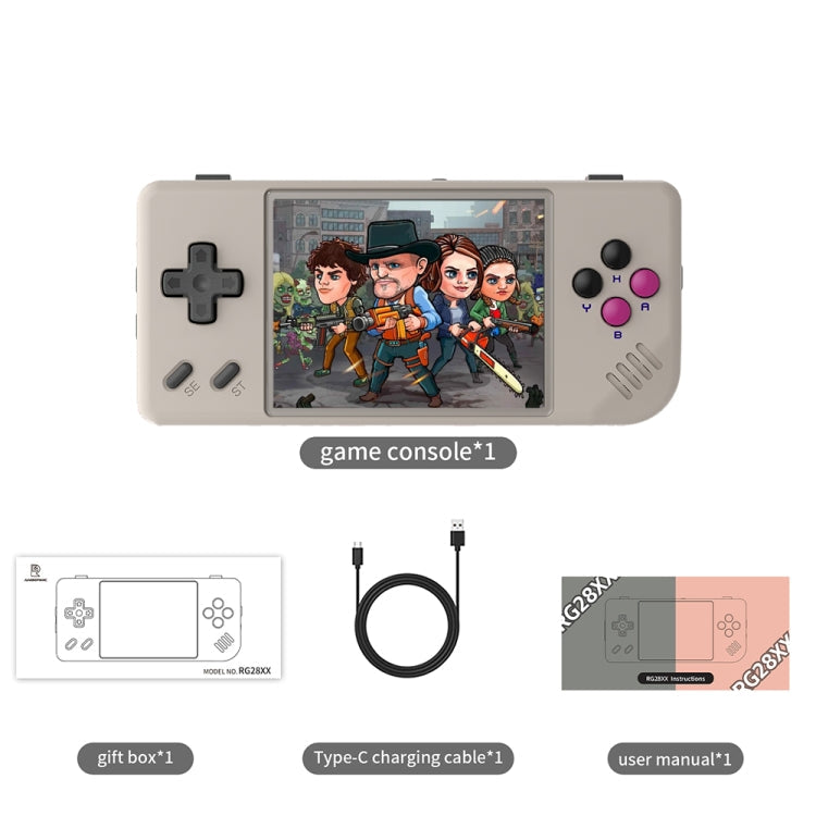 ANBERNIC RG28XX Retro Handheld Game Console 2.83-Inch IPS Screen Linux OS 64GB+128GB(Beige)