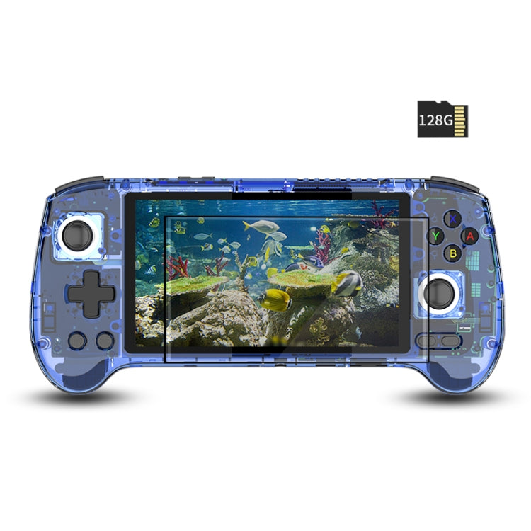 ANBERNIC RG556 Handheld Game Console Android 13 System 5.48-Inch AMOLED Screen WIFI Bluetooth Game Player 128GB+128GB(Transparent Blue)