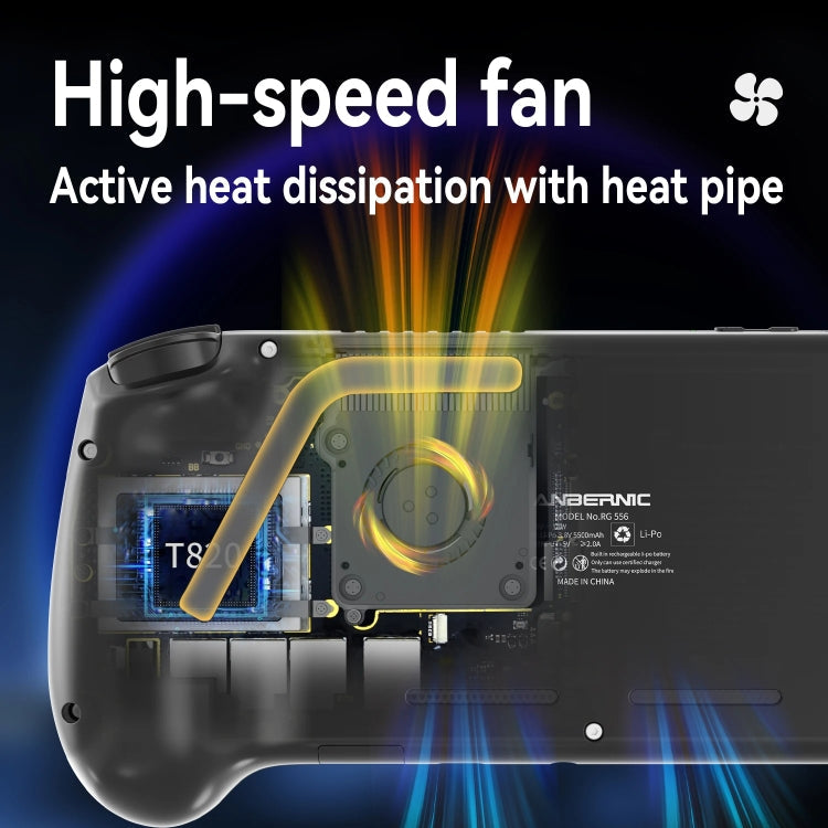 ANBERNIC RG556 Handheld Game Console Android 13 System 5.48-Inch AMOLED Screen WIFI Bluetooth Game Player 128GB+128GB(Black)