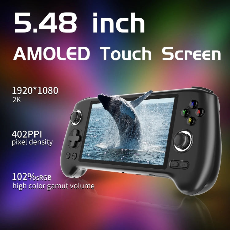 ANBERNIC RG556 Handheld Game Console Android 13 System 5.48-Inch AMOLED Screen WIFI Bluetooth Game Player 128GB+256GB(Black)