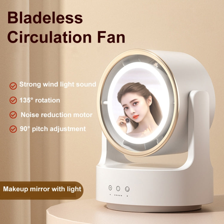 3 In 1 Multifunctional Desktop Fan with LED Light Cosmetic Mirror USB Plug Non-Oscillating