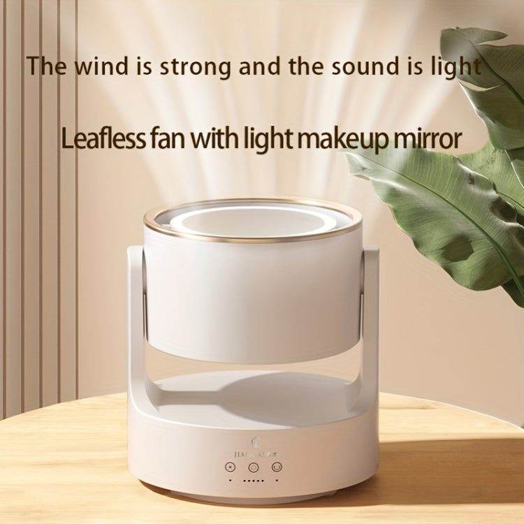3 In 1 Multifunctional Desktop Fan with LED Light Cosmetic Mirror USB Plug Non-Oscillating