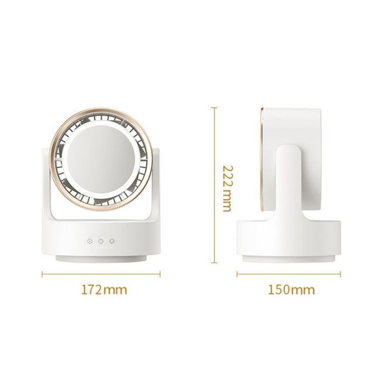 3 In 1 Multifunctional Desktop Fan with LED Light Cosmetic Mirror Rechargeable Oscillating