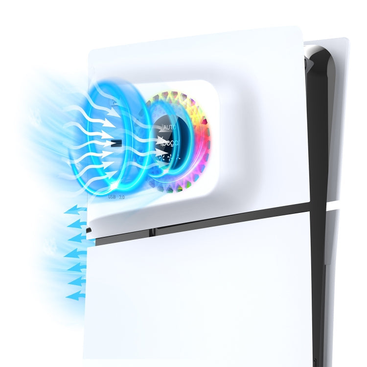 For PS5 Slim ipega PG-P5S019 Temperature Control Cooling Fan Face Cover Cooler + USB HUB with RGB Lights