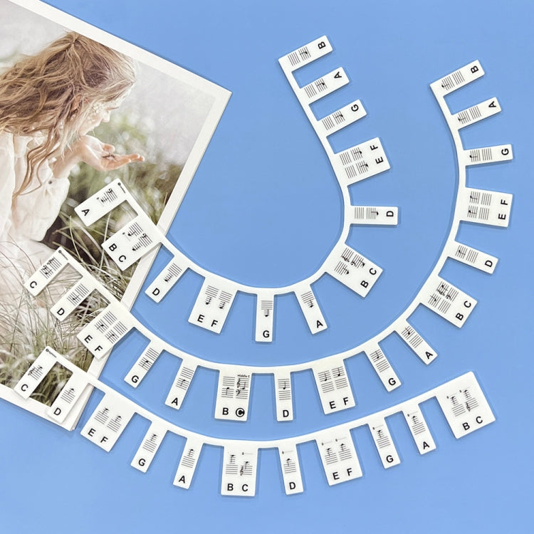 Silicone Piano Notes Guide Removable Piano Keyboard, Spec: 88 Keys White Bottom Black Text