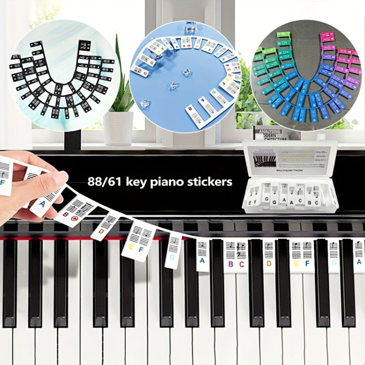 Silicone Piano Notes Guide Removable Piano Keyboard, Spec: 61 Keys White Bottom Color Text