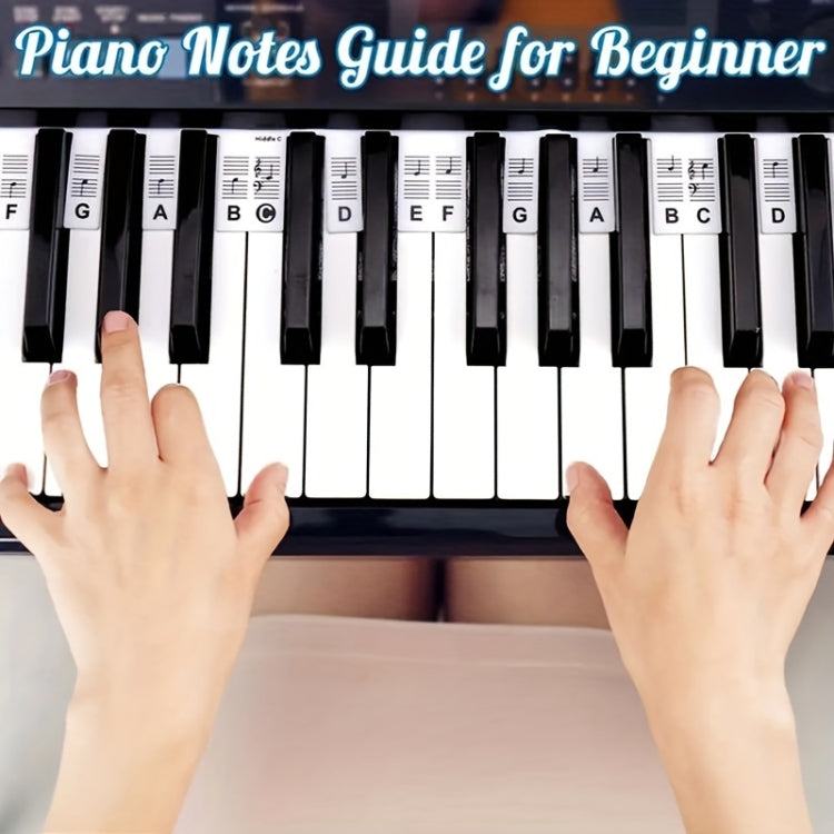 Silicone Piano Notes Guide Removable Piano Keyboard, Spec: 61 Keys White Bottom Black Text