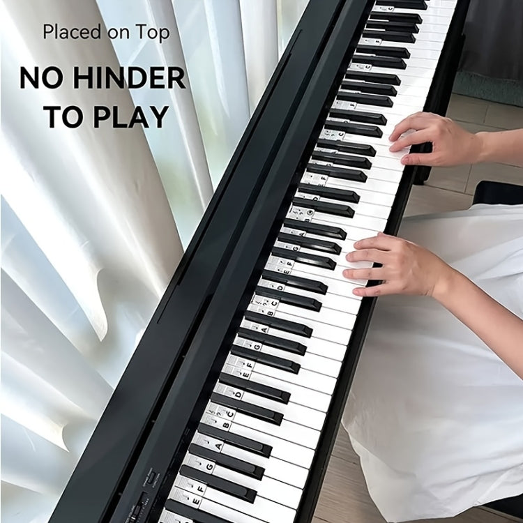 Silicone Piano Notes Guide Removable Piano Keyboard, Spec: 88 Keys White Bottom Color Text