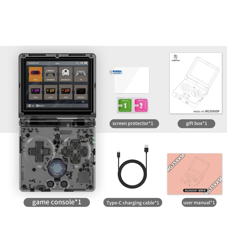 ANBERNIC RG35XXSP 3.5'' IPS Screen Flip Handheld Console Linux System WIFI Retro Video Game Player  64G+128G(Grey)