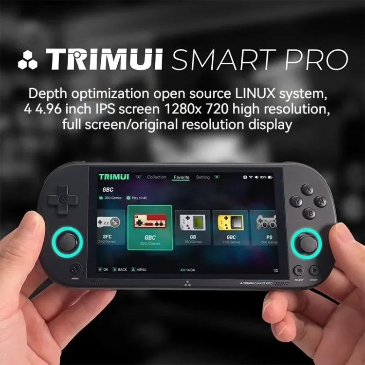 Trimui Smart Pro 4.96 Inch IPS Screen Handheld Game Console Open Source Linux System 128G(Black)
