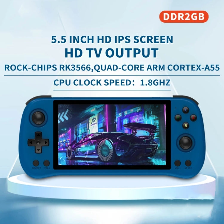 POWKIDDY X55 Game Console 5.5 Inch 1280 X 720 IPS Screen RK3566 Linux System Open-Source Retro Video Player 16GB+64GB(Black)