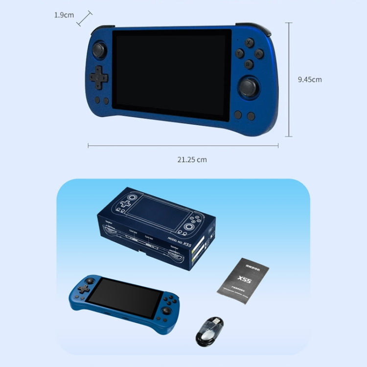 POWKIDDY X55 Game Console 5.5 Inch 1280 X 720 IPS Screen RK3566 Linux System Open-Source Retro Video Player 16GB+64GB(White)