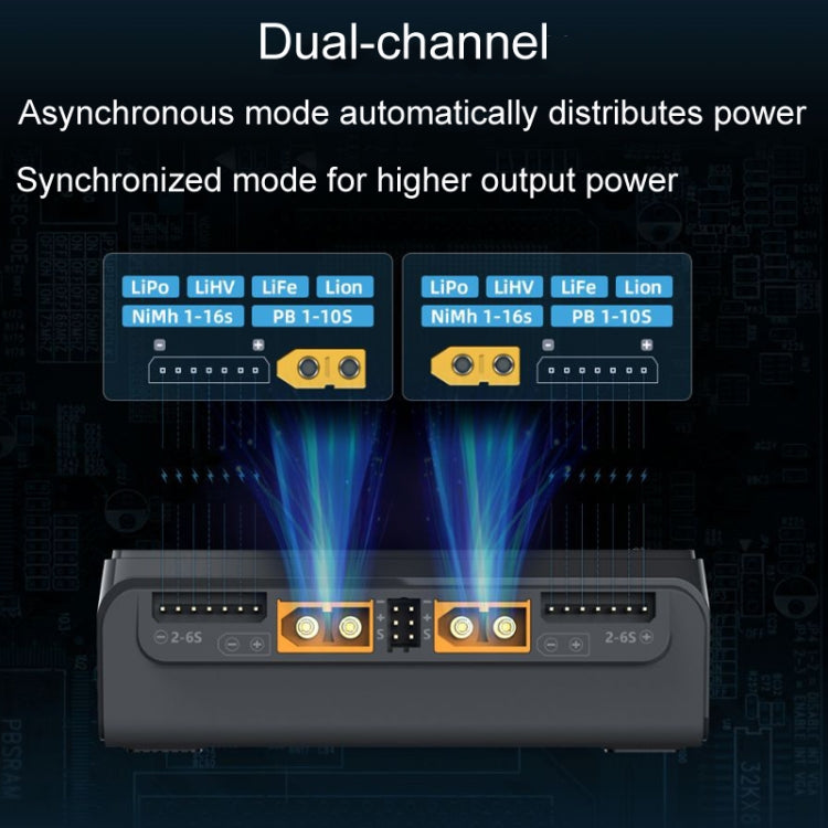 ToolkitRC M6D 500W Toy Airplane Dual Channel Li-Po Battery Balance Charger(Black)