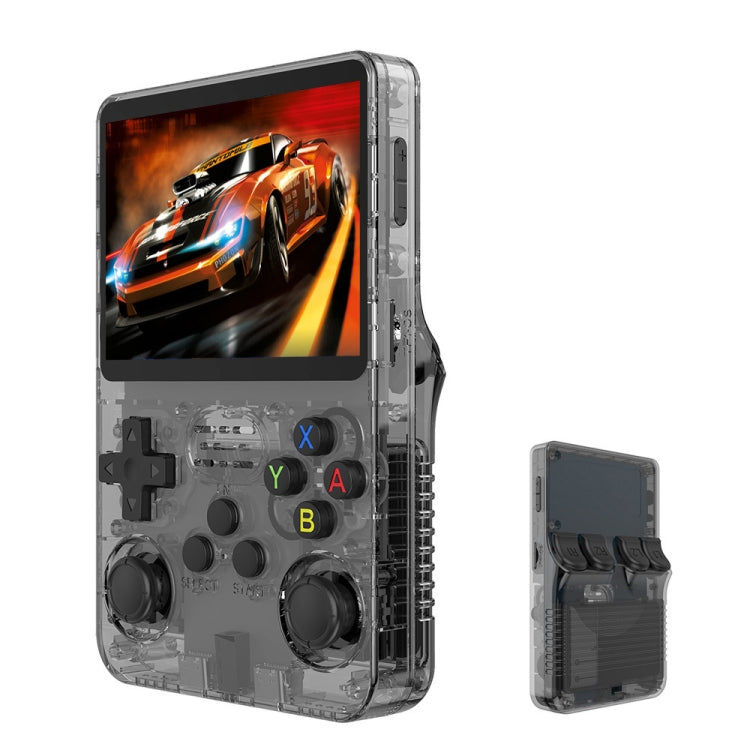 R36S Retro Handheld Game Console Linux System 3.5-Inch Screen Double TF Card Version 64G Gray Transparent