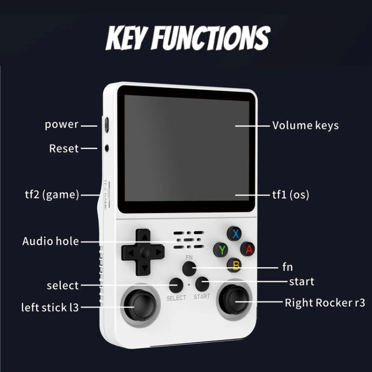 R36S Retro Handheld Game Console Linux System 3.5-Inch Screen Double TF Card Version 128G White