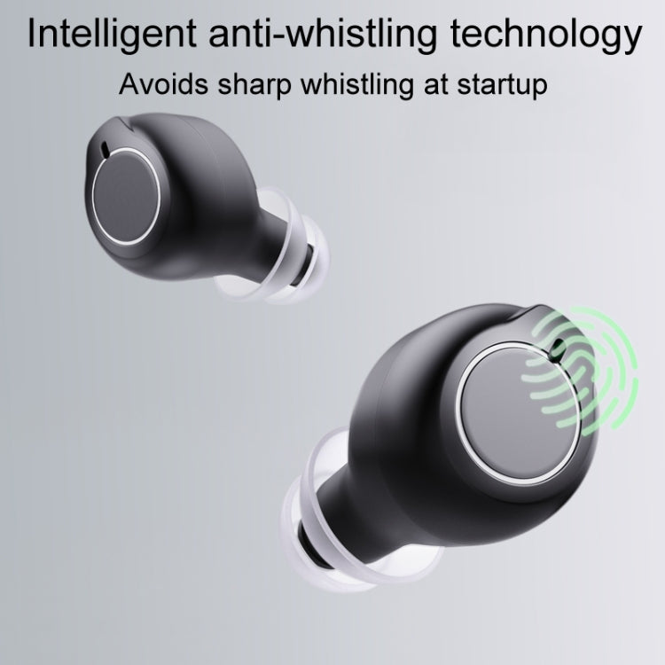 1pair Rechargeable Semi-In-Ear Hearing Aid Elderly Sound Amplifier(Black)