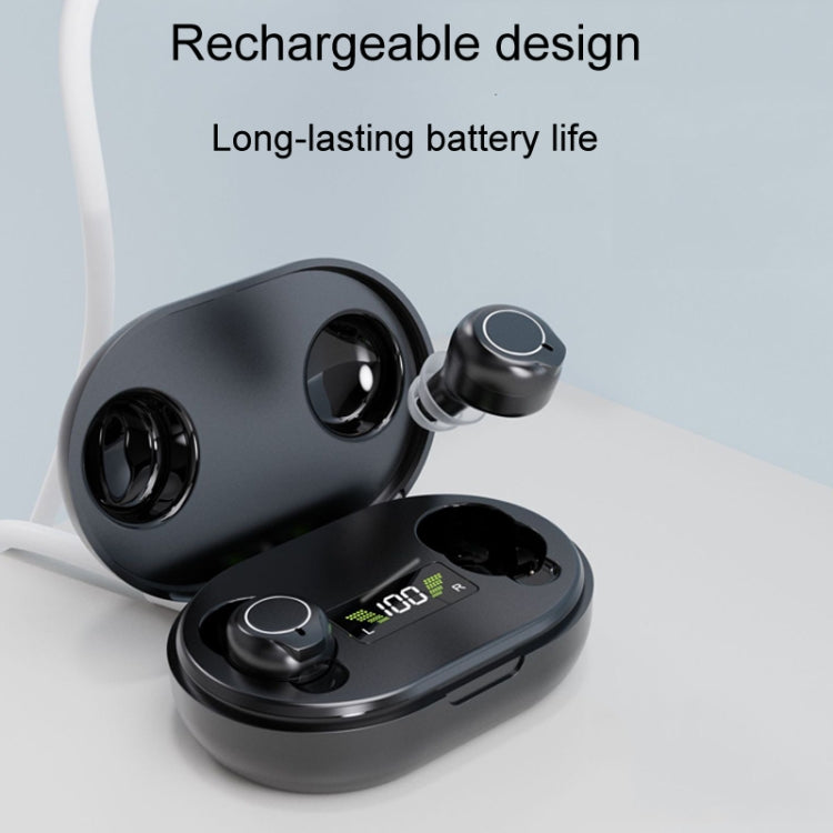 1pair Rechargeable Semi-In-Ear Hearing Aid Elderly Sound Amplifier(Black)