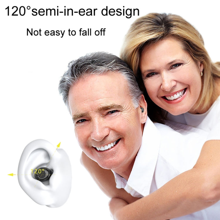 1pair Rechargeable Semi-In-Ear Hearing Aid Elderly Sound Amplifier(Black)