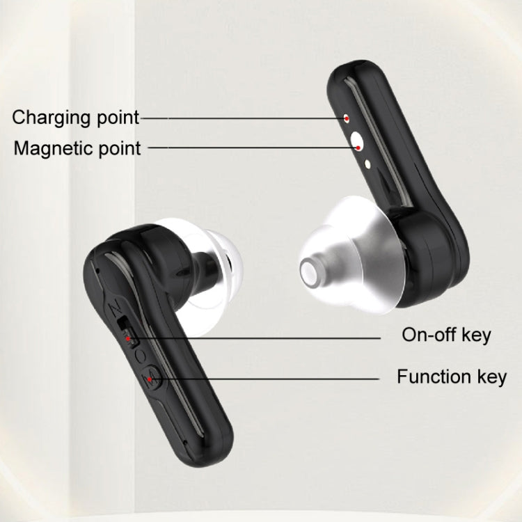 1pair Rechargeable In-Ear Hearing Aid Elderly Sound Amplifier(Black)