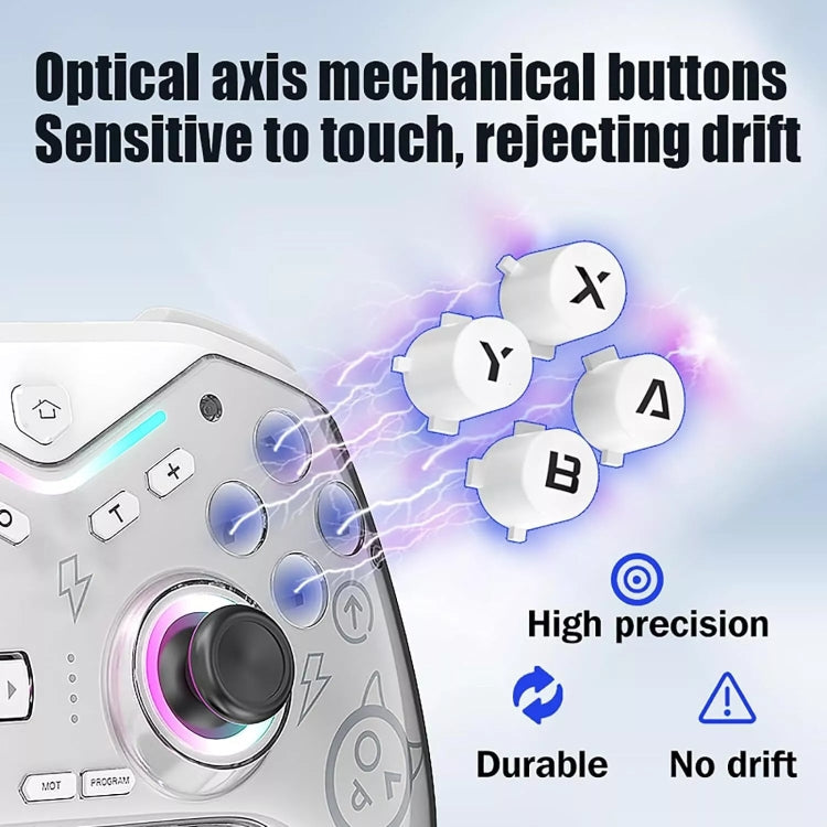 CM-619  Bluetooth Game Controller Programmable with RGB Lights for Switch / Steam Deck / PC / IOS / Android(White)