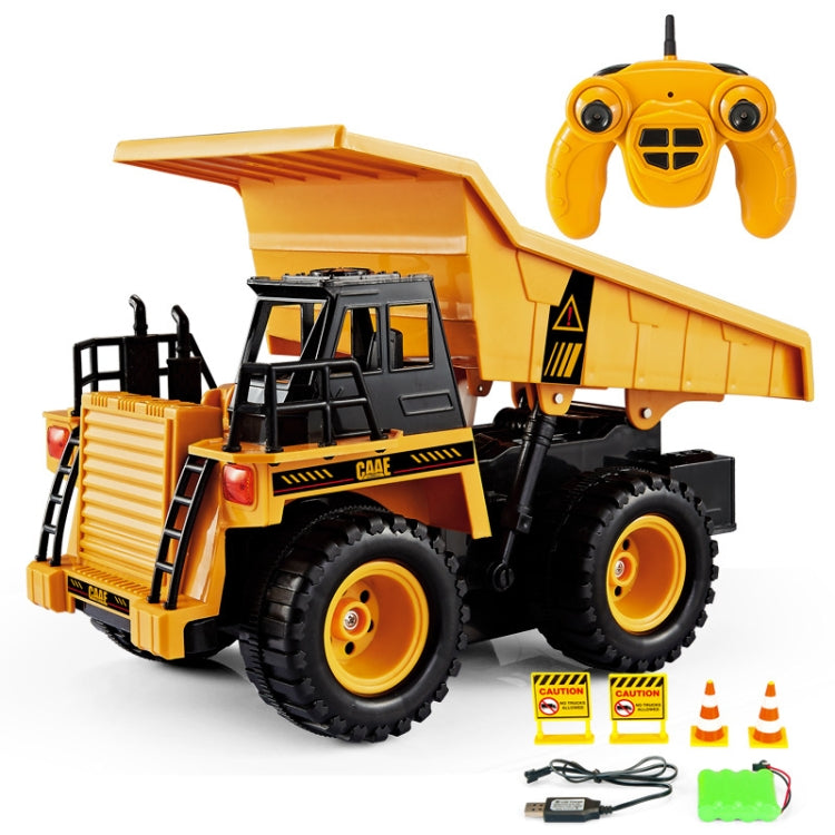 2.4G RC Dumper Truck Simulation Engineering Vehicle Model Children Electrical RC Truck Toy(Yellow)