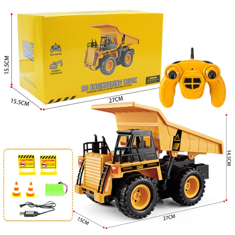 2.4G RC Dumper Truck Simulation Engineering Vehicle Model Children Electrical RC Truck Toy(Yellow)