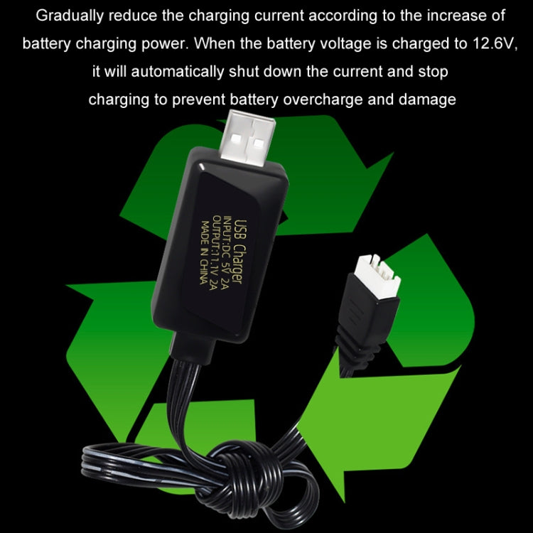 11.1V 2A 3S Lithium Battery USB Charger With Light(4 Pin Plug)