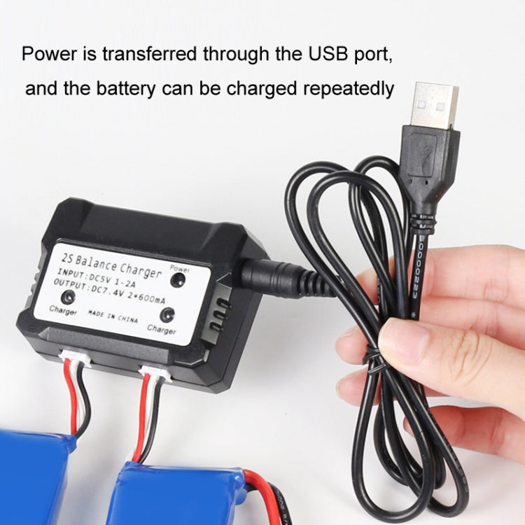 One-To-Two 7.4V Lithium Battery Overcharge Protection USB Charger With Light(XH-3P Plug)