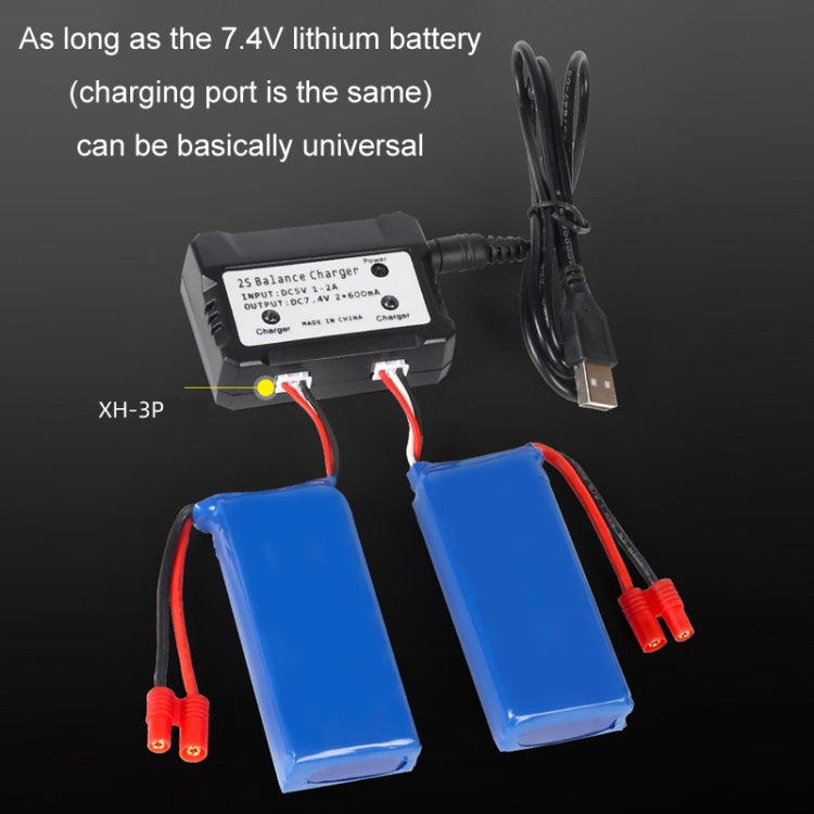 One-To-Two 7.4V Lithium Battery Overcharge Protection USB Charger With Light(XH-3P Plug)