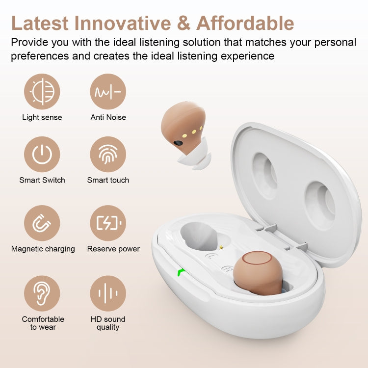 Z-26D1 Digital DSP In-ear TWS Invisible Hearing Aid Rechargeable Touch Control Sound Amplifier(Skin Color)