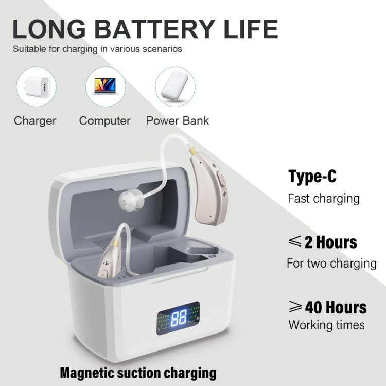 Z-126  Rechargeable Digital Display Hearing Aid Ear-hanging Sound Amplifier(Silver)