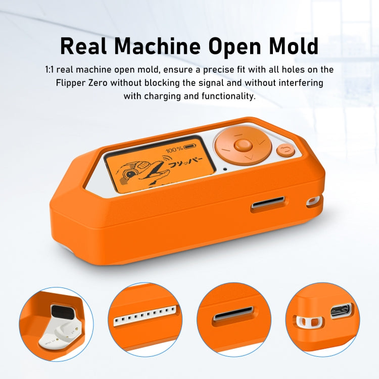 For Flipper Zero Electronic Pet Silicone Full-Cover Protective Case(Orange)