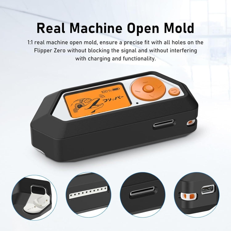 For Flipper Zero Electronic Pet Silicone Full-Cover Protective Case(Black)