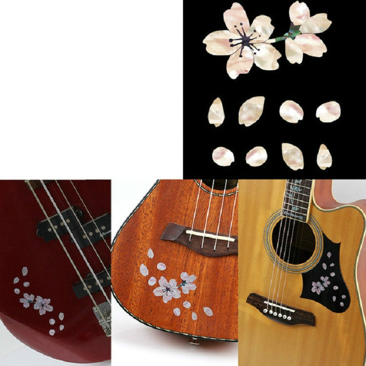 2 PCS Guitar Panel Stickers DIY Cherry Blossom Stickers Ukuleles Paste(Cherry Petals)