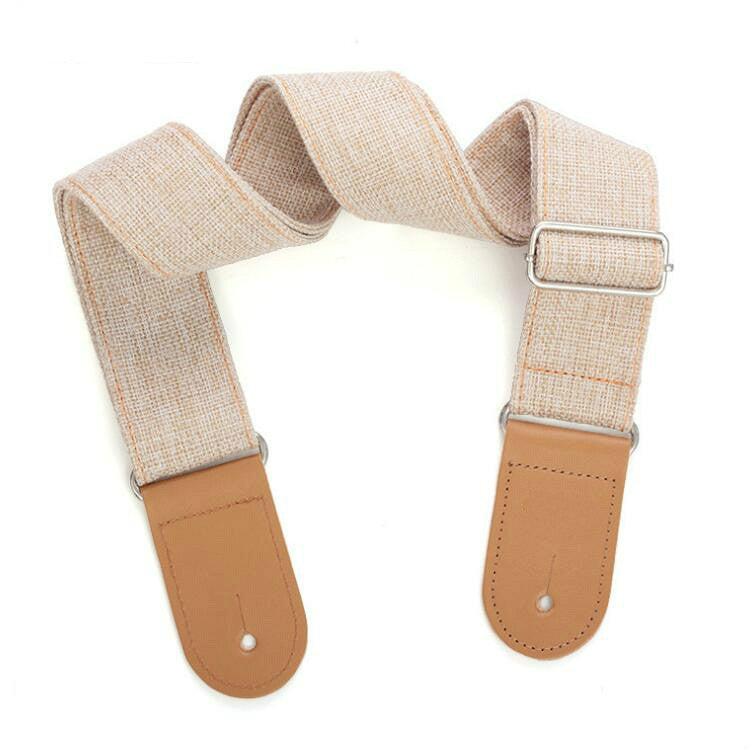 Cotton Linen Guitar Studs Strap Diagonal Shoulder Strap Musical Instrument Accessories(Beige)
