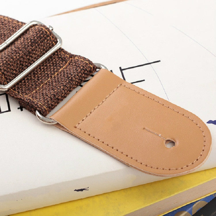 Cotton Linen Guitar Studs Strap Diagonal Shoulder Strap Musical Instrument Accessories(Beige)