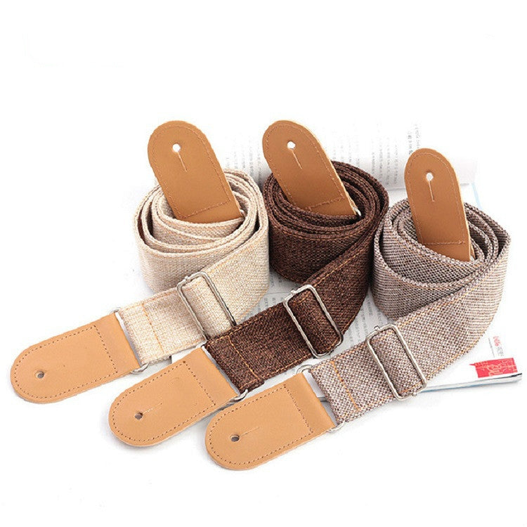 Cotton Linen Guitar Studs Strap Diagonal Shoulder Strap Musical Instrument Accessories(Beige)