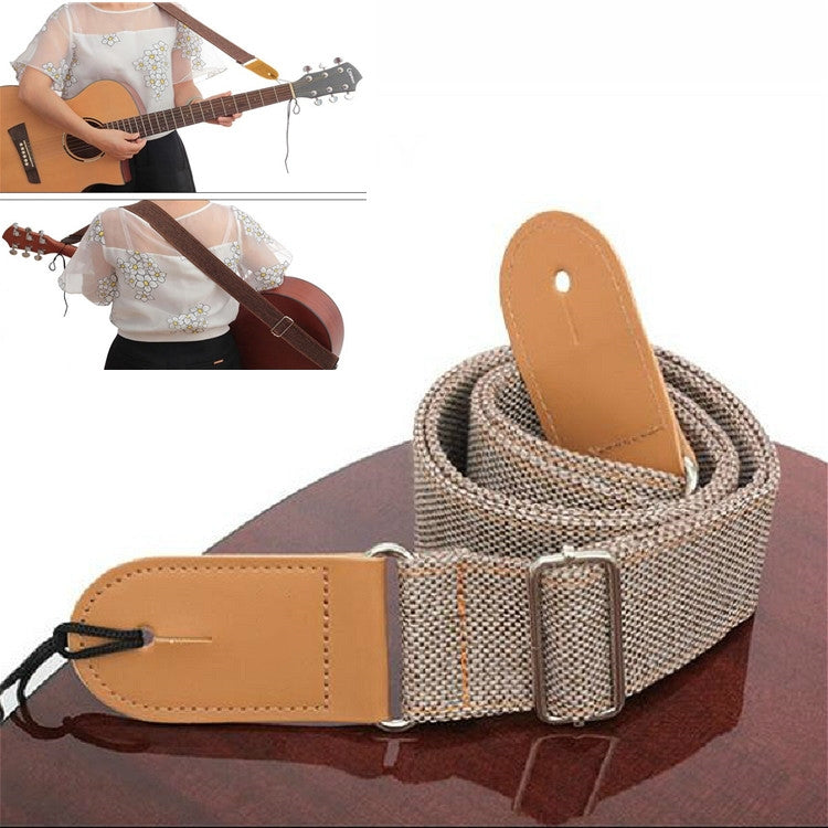 Cotton Linen Guitar Studs Strap Diagonal Shoulder Strap Musical Instrument Accessories(Light Gray)