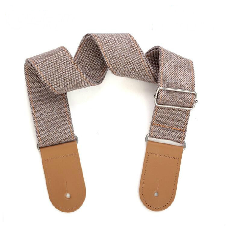 Cotton Linen Guitar Studs Strap Diagonal Shoulder Strap Musical Instrument Accessories(Light Gray)