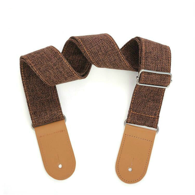 Cotton Linen Guitar Studs Strap Diagonal Shoulder Strap Musical Instrument Accessories(Brown)