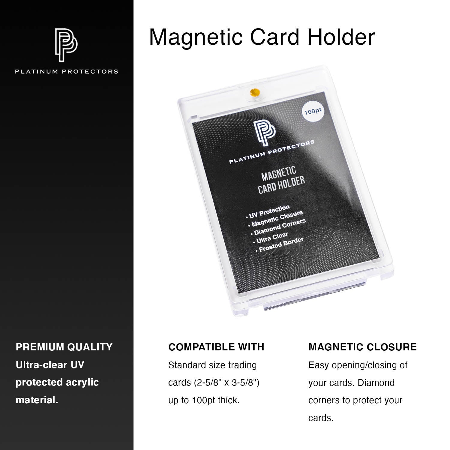 Platinum Protectors Magnetic Card Holders for Trading Cards - 100 pt