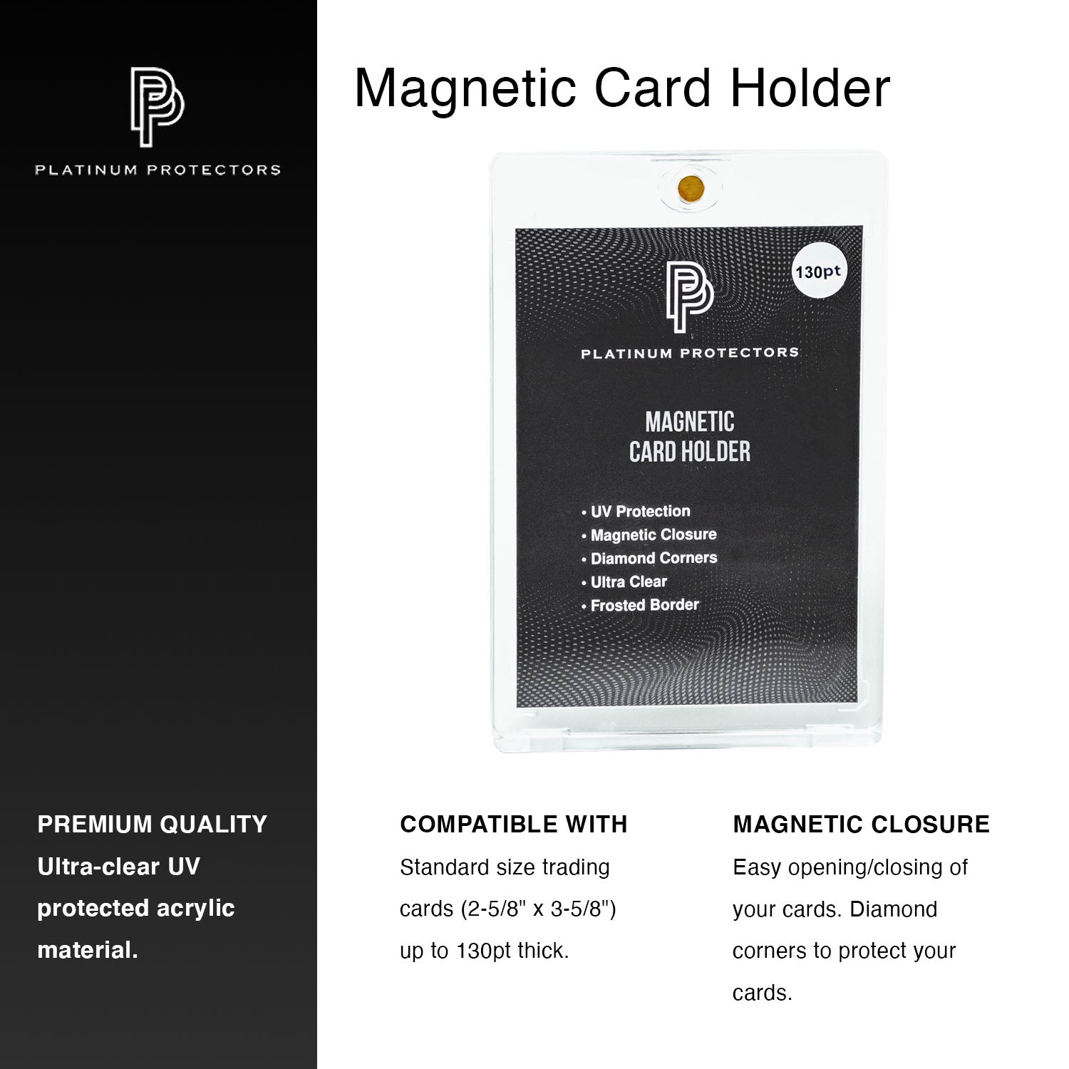 Platinum Protectors Magnetic Card Holders for Trading Cards - 130 pt